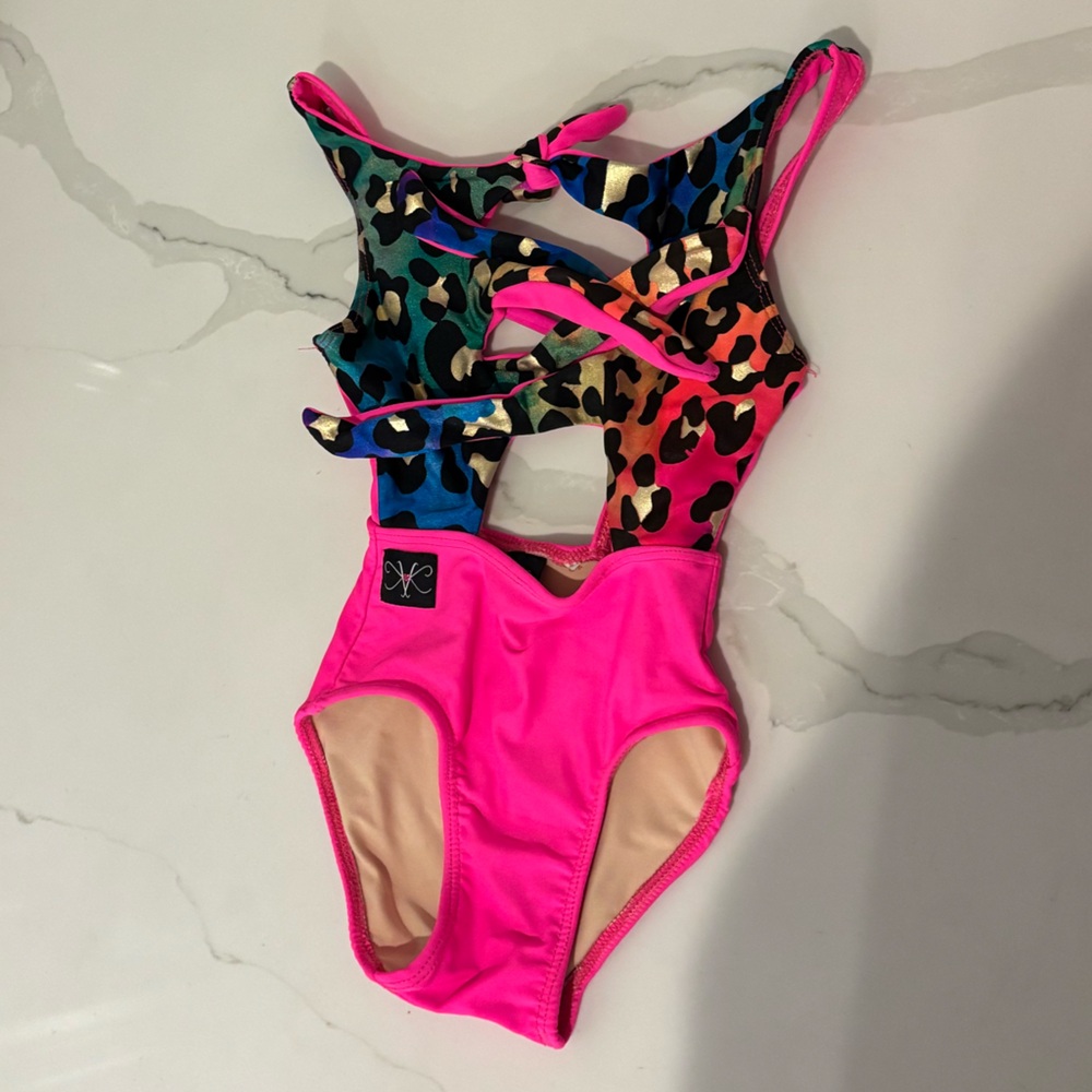 Kandi Kouture Rainbow Cheetah Print Tie-Front One-Piece